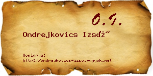 Ondrejkovics Izsó névjegykártya